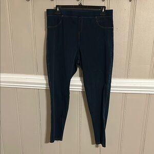 Dark Blue Jeggings with Slim Fit and Wide Waistband